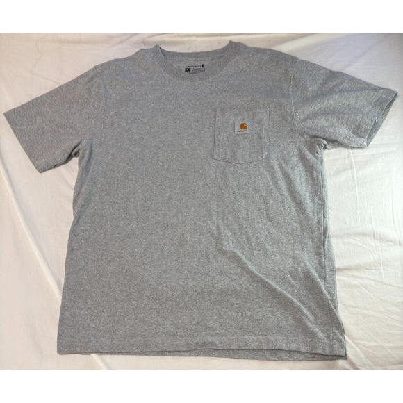 Carhartt Men's T-Shirt Pocket Crew Neck Gray Short Sleeve Men's Size M Loose-Fit - Picture 2 of 6